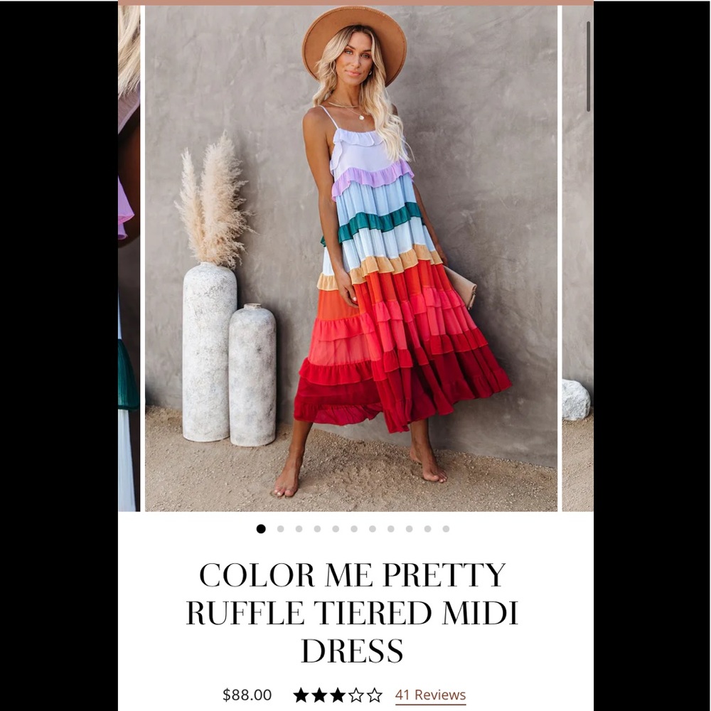 Color me pretty VICI ruffle dress - neutrals